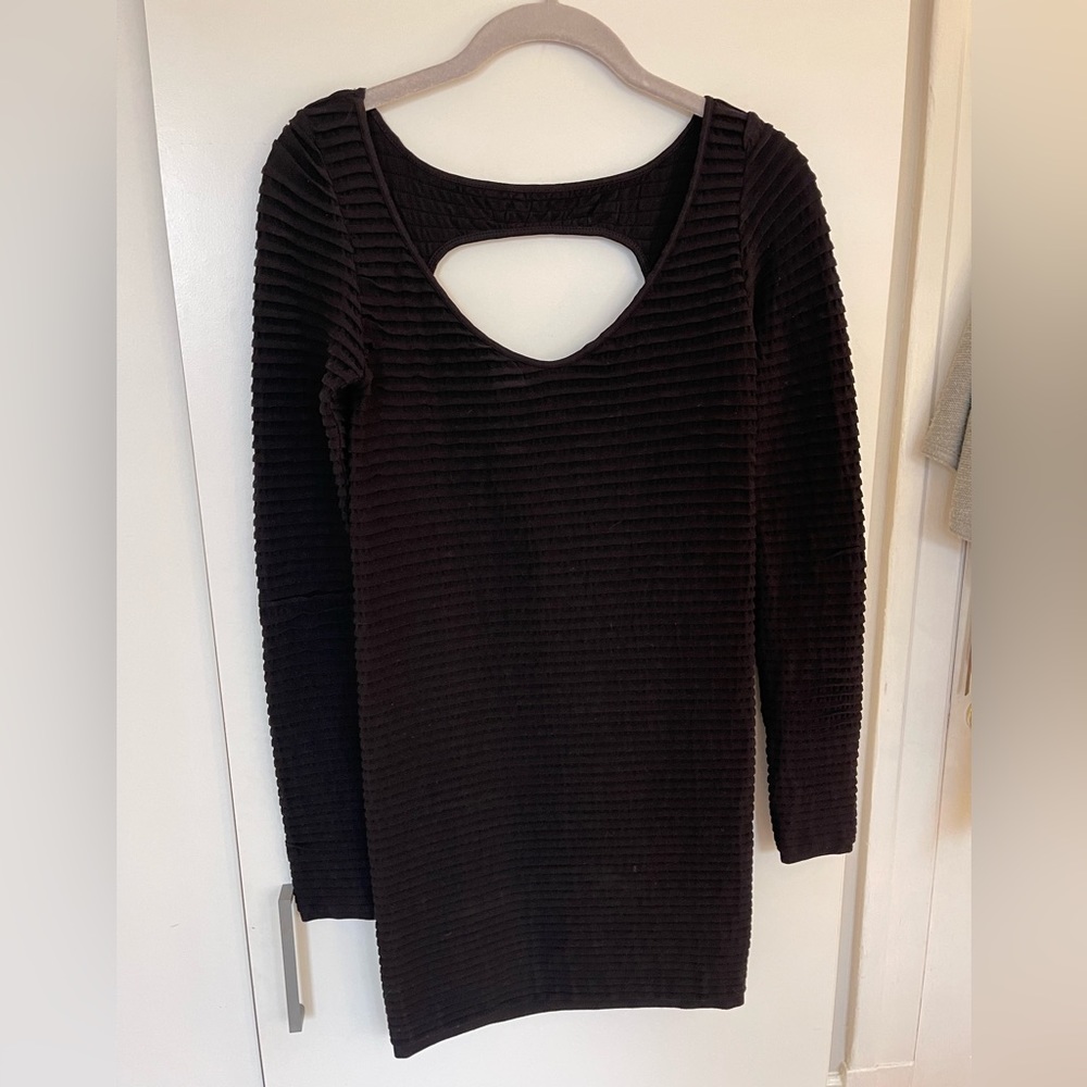 Open back BCBG ribbed black dress